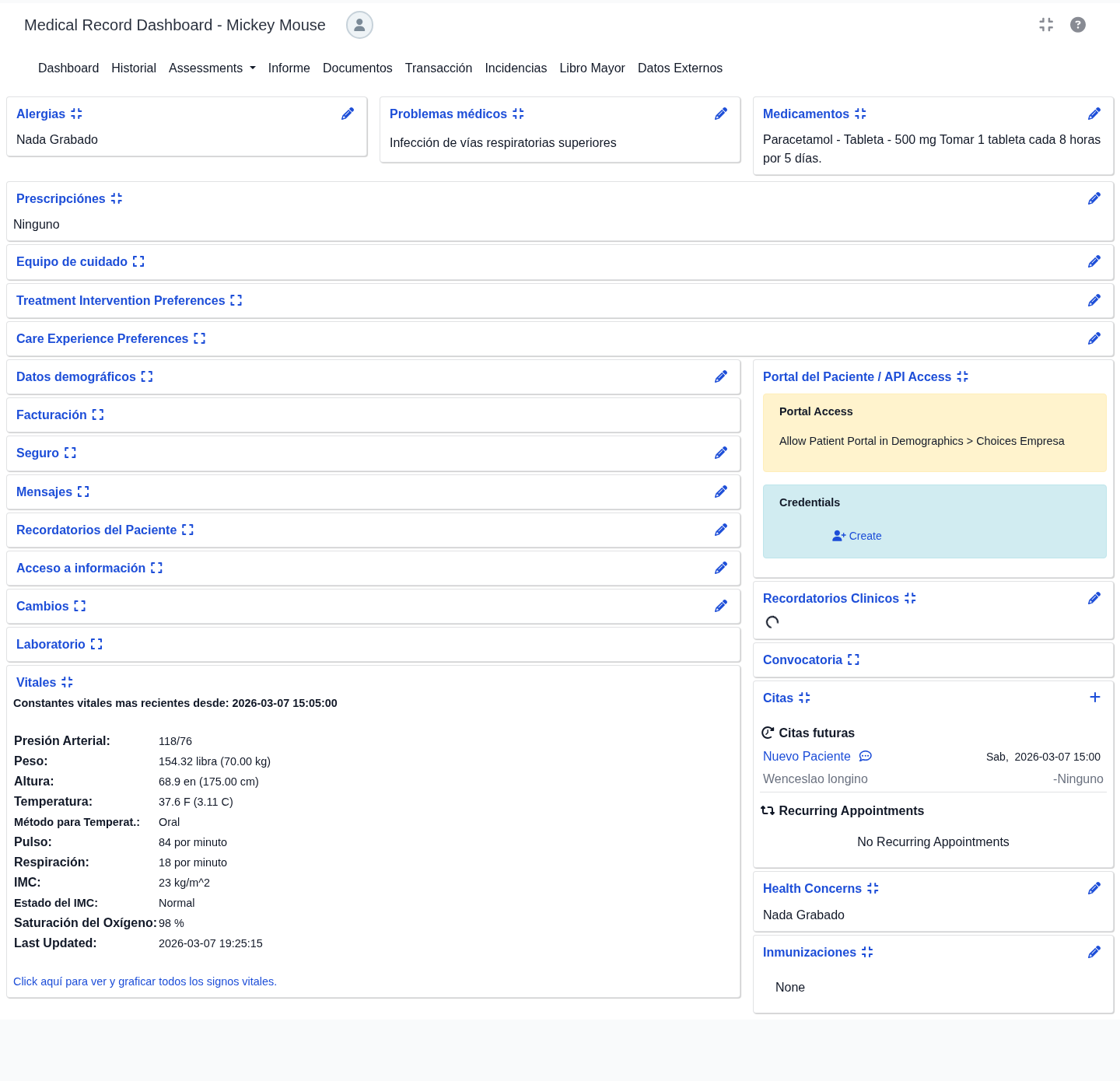 Dashboard real del paciente en Vanguard ECE